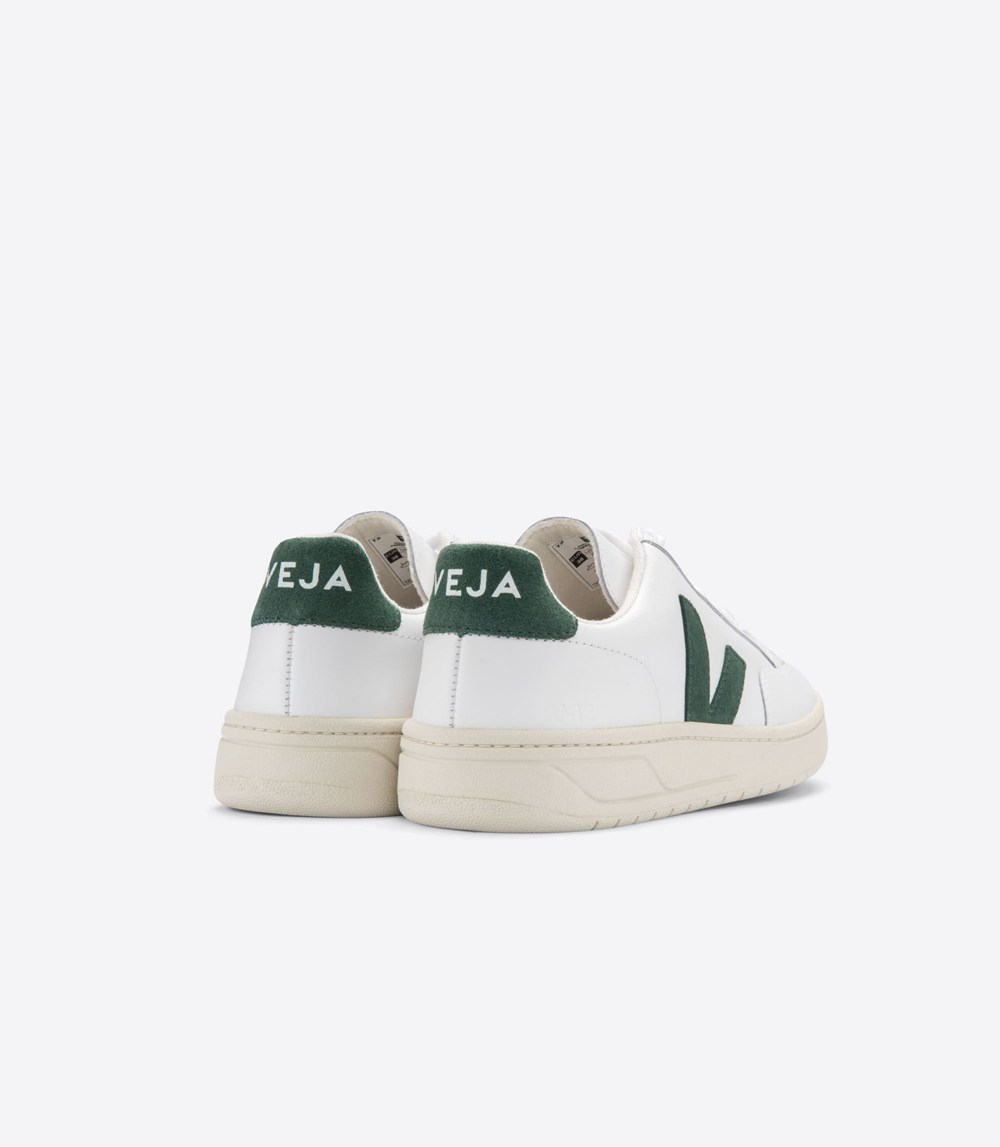 Veja Sneakers Dam - V-12 Läder - Vita/Gröna - 452176-BIF